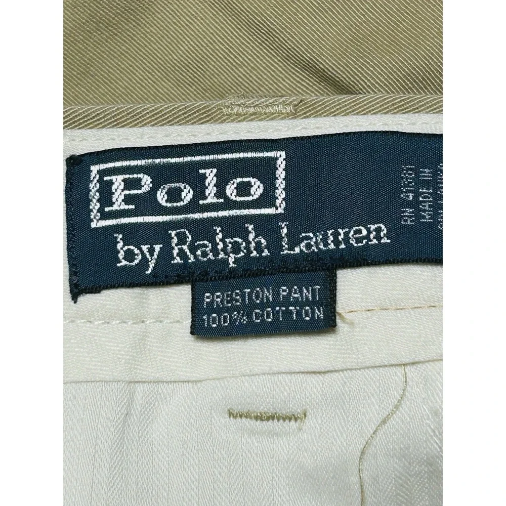 Polo Ralph Lauren Preston Pants Mens 34x29 Khaki 100% Cotton.   SEE PHOTOS
